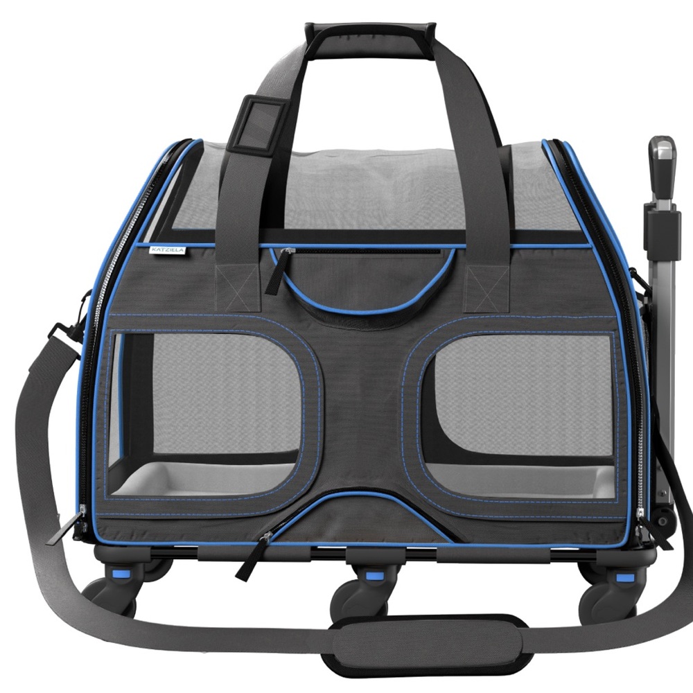 Katziela Luxury Rider Pet Carrier with Removable Wheels Double Telescopic Handle